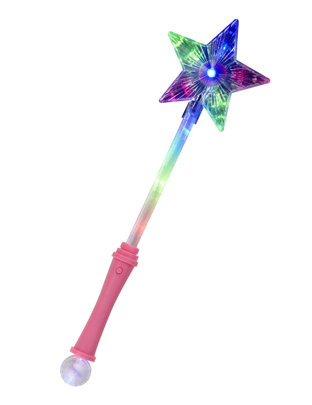 Baguette magique étoile lumineuse pour enfant multicolore avec manche rose