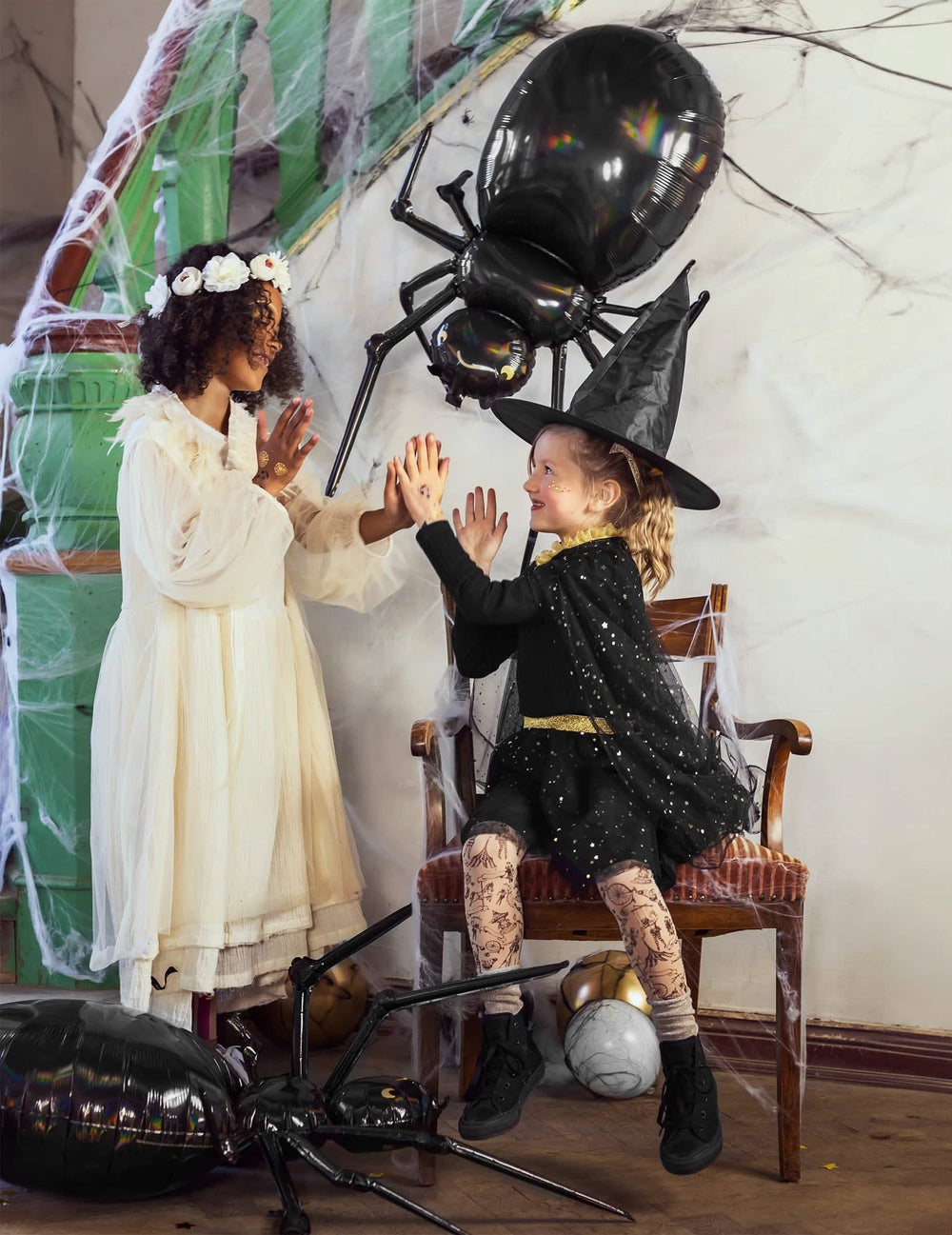 Balão de alumínio aranha para decoração de halloween preto metalizado