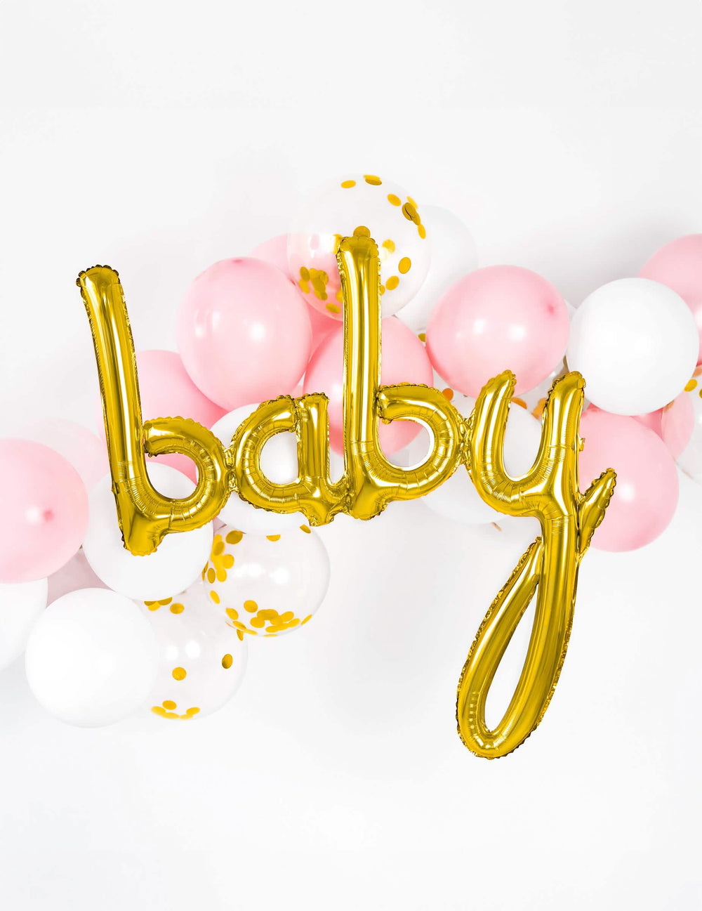 Plano aproximado da inscrição dourado no balão de alumínio baby