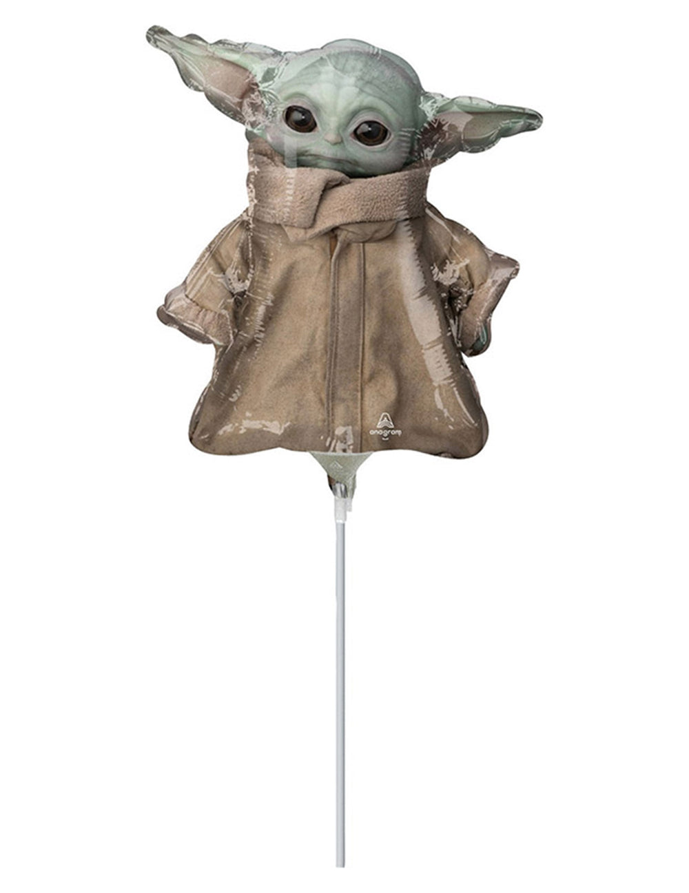 Ballon aluminium Bébé Yoda The Mandalorian pour enfant vert et marron sur tige