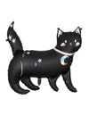 Ballon aluminium chat noir pour Halloween noir avec étoiles et lune holographiques