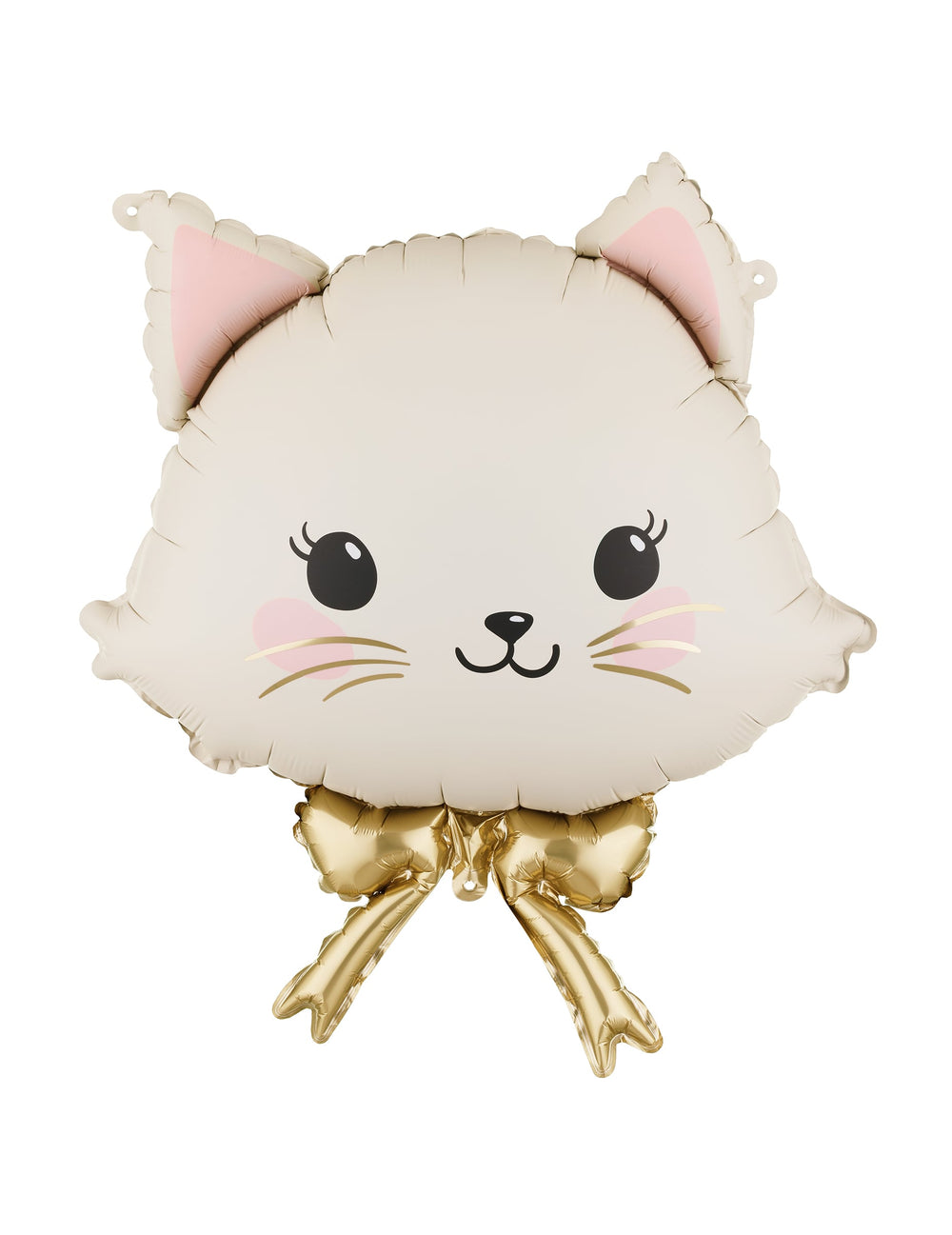 Ballon aluminium Chaton pour fête beige et doré avec nœud papillon