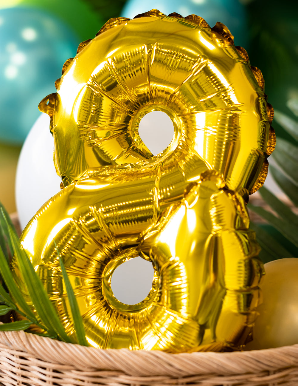 Ballon aluminium chiffre 8 pour fête doré