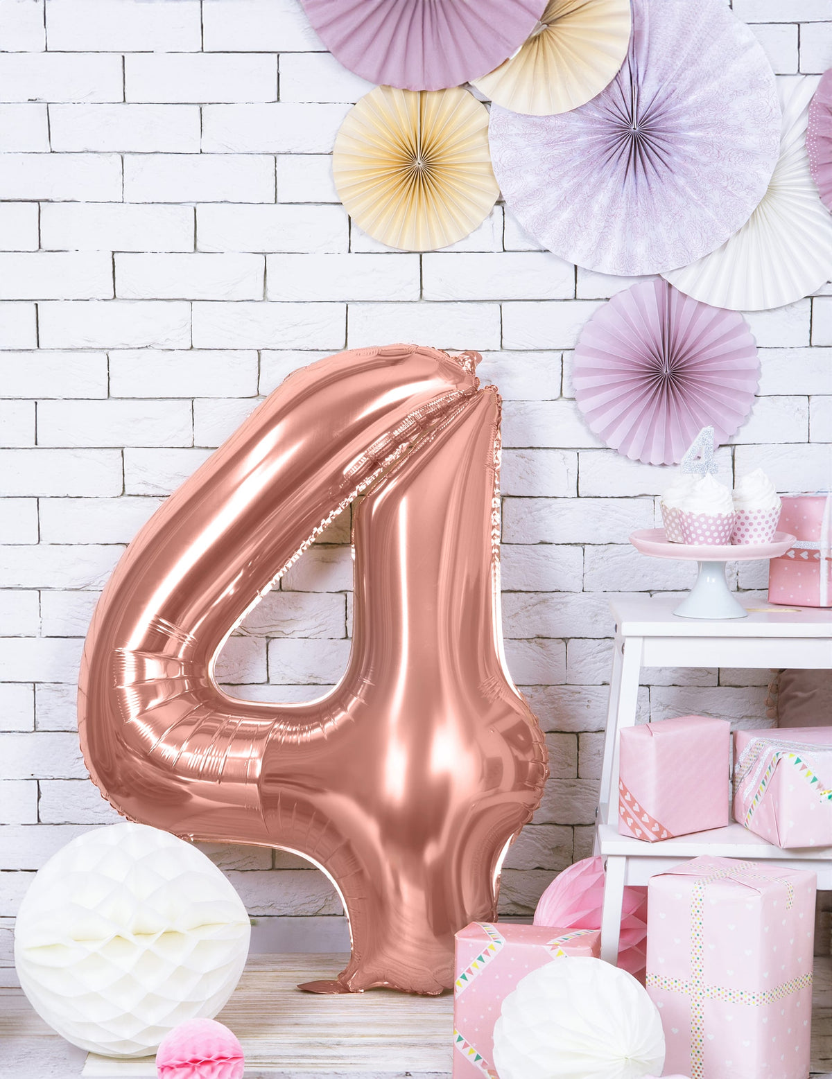 Chiffre 4 du ballon aluminium chiffre pour fête rose gold