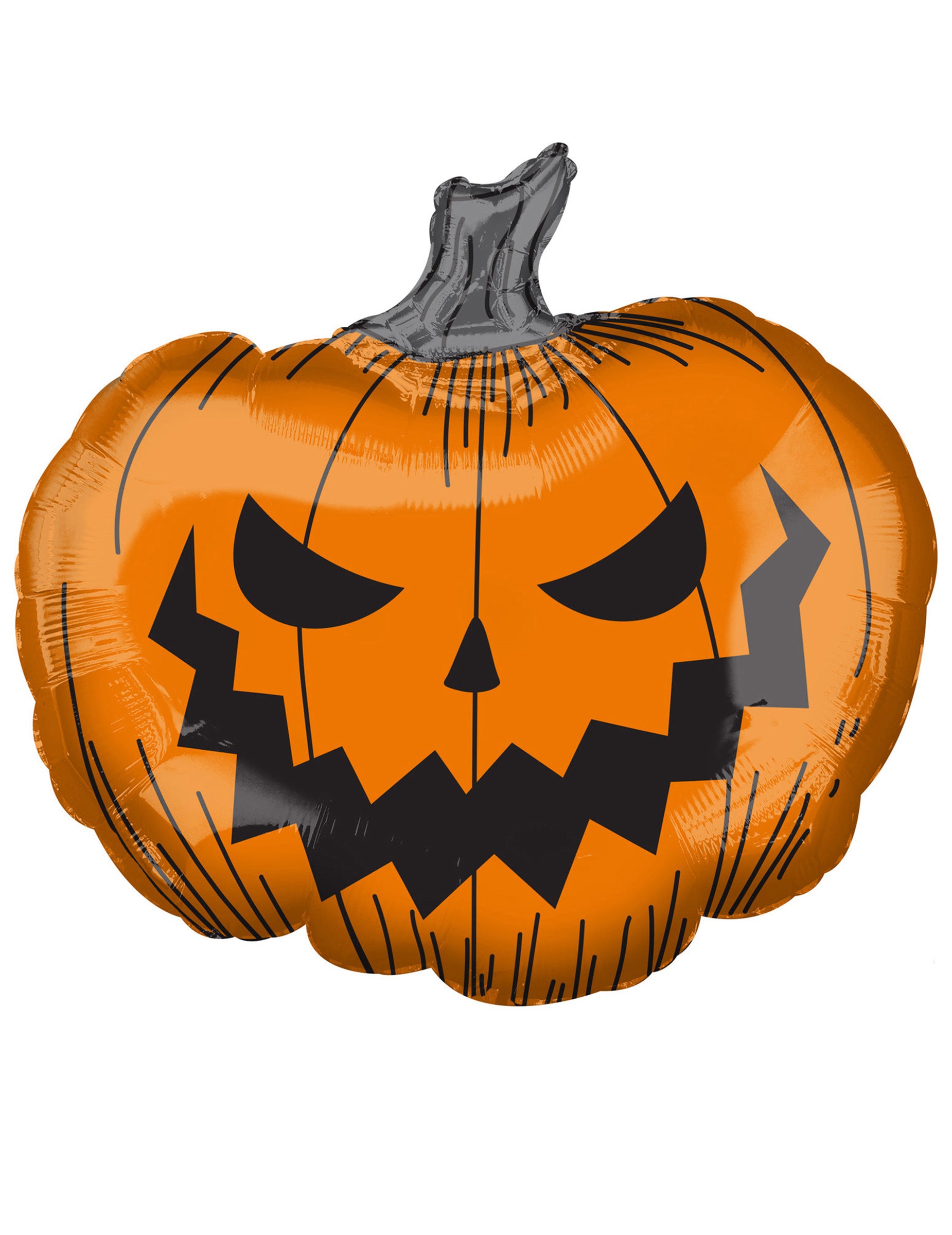 Ballon aluminium citrouille terrifiante pour Halloween orange et noir