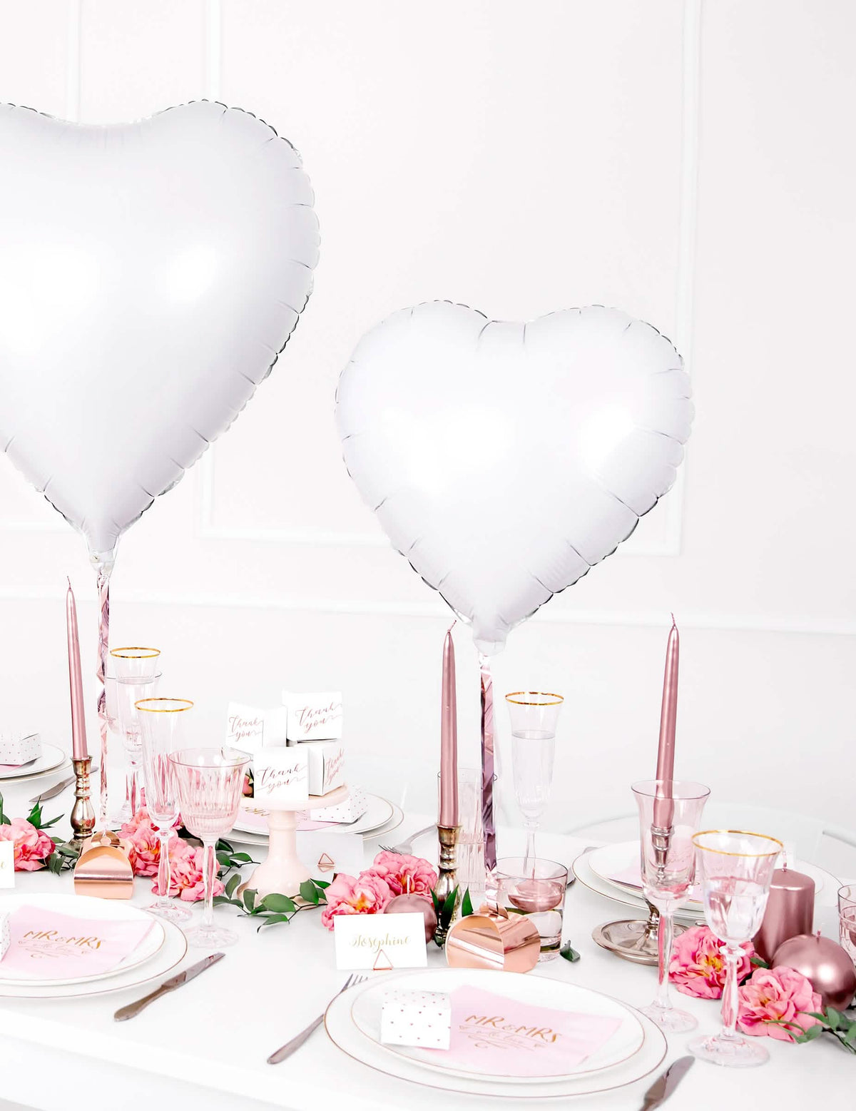 Decoração de mesa com balão de alumínio em forma de coração para festa