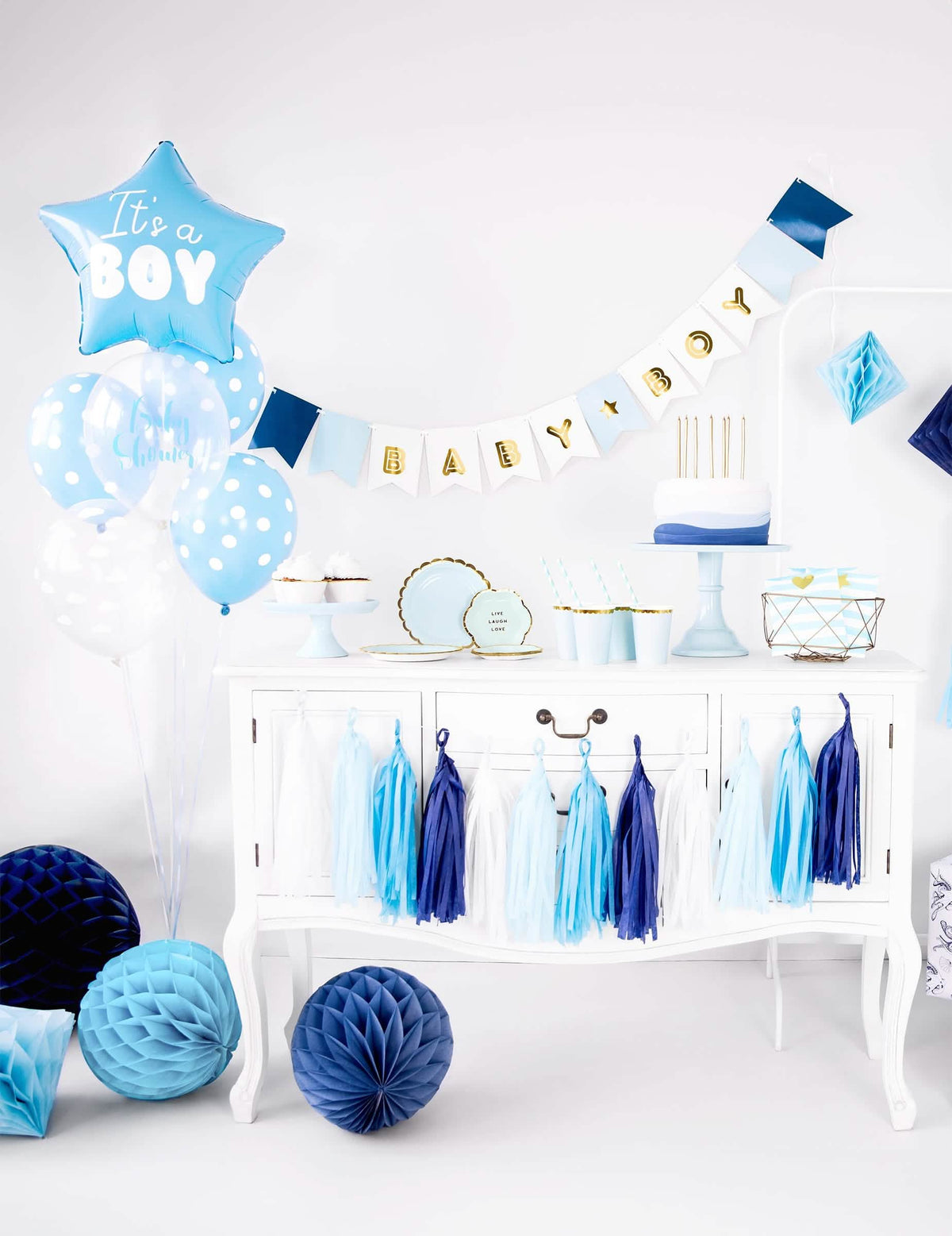 Cenário do balão de alumínio estrela it's a boy para baby shower azul