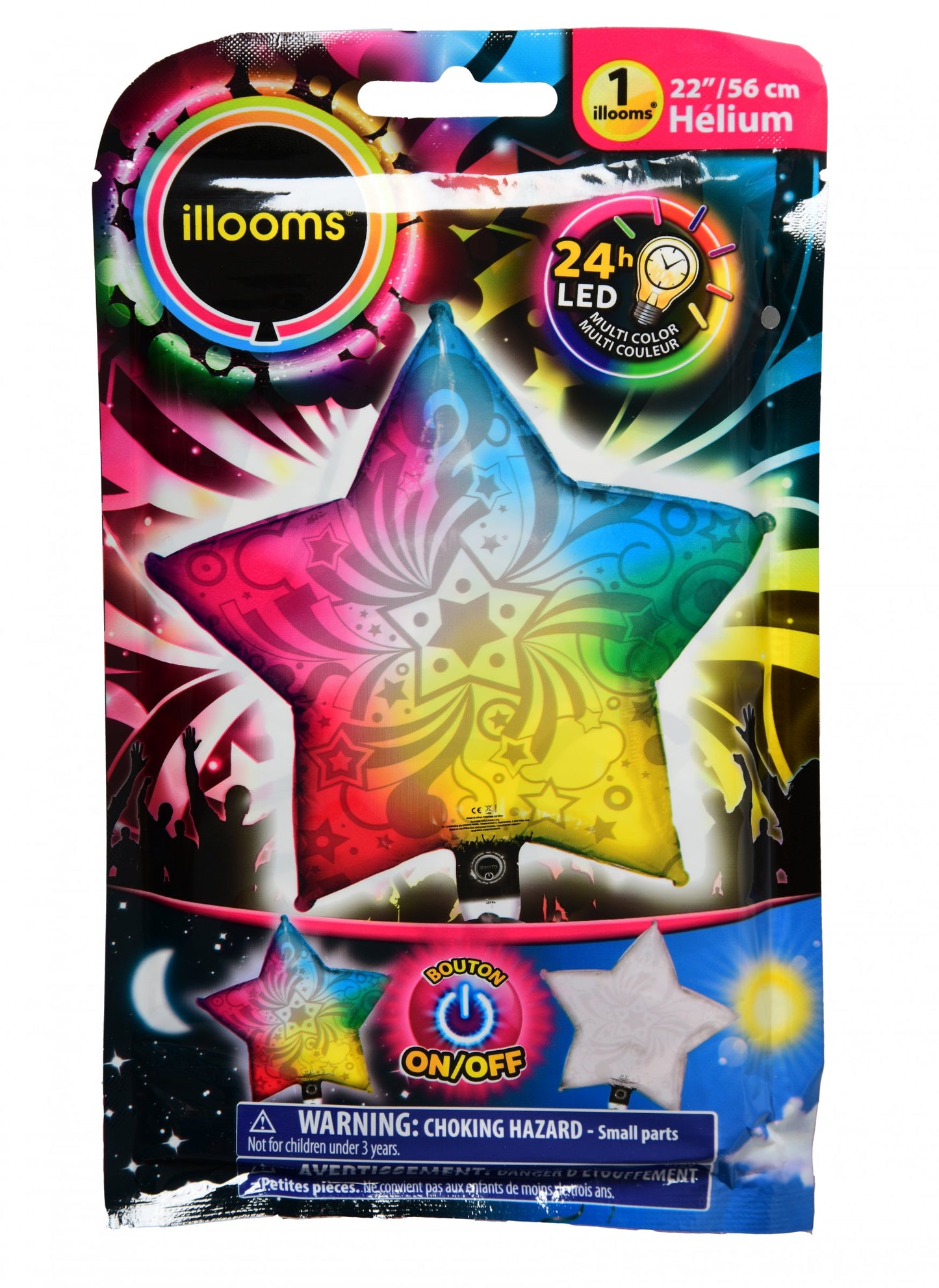 Ballon aluminium étoile LED Illooms multicolore
