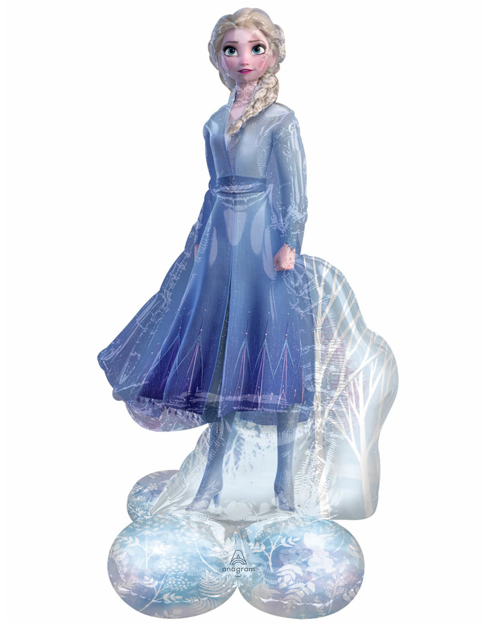 Ballon aluminium géant AirLoonz Elsa La Reine des Neiges 2 pour enfant bleu et blanc