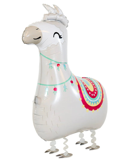 Ballon aluminium géant Walking Lama pour fête blanc et multicolore