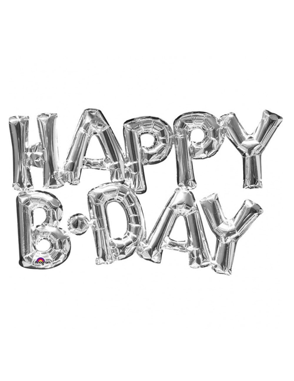 Ballon aluminium lettres Happy Birthday pour anniversaire argent