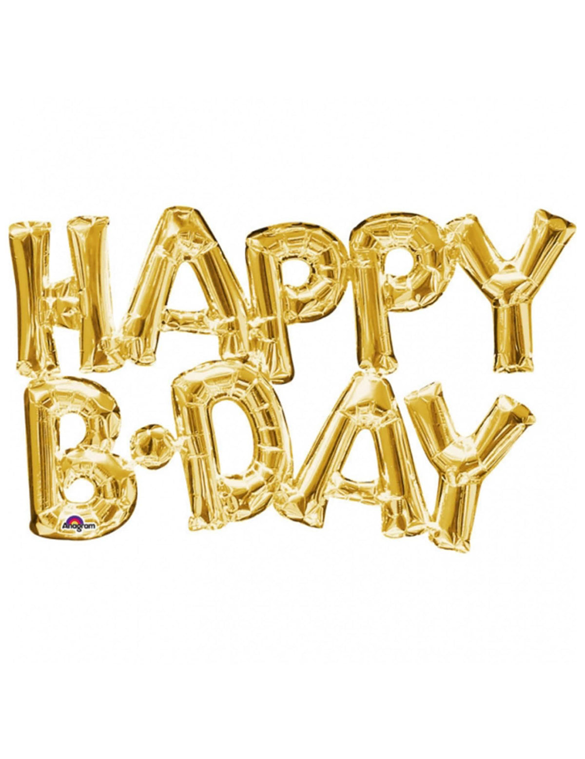 Balão de alumínio letras Happy Birthday para aniversário dourado
