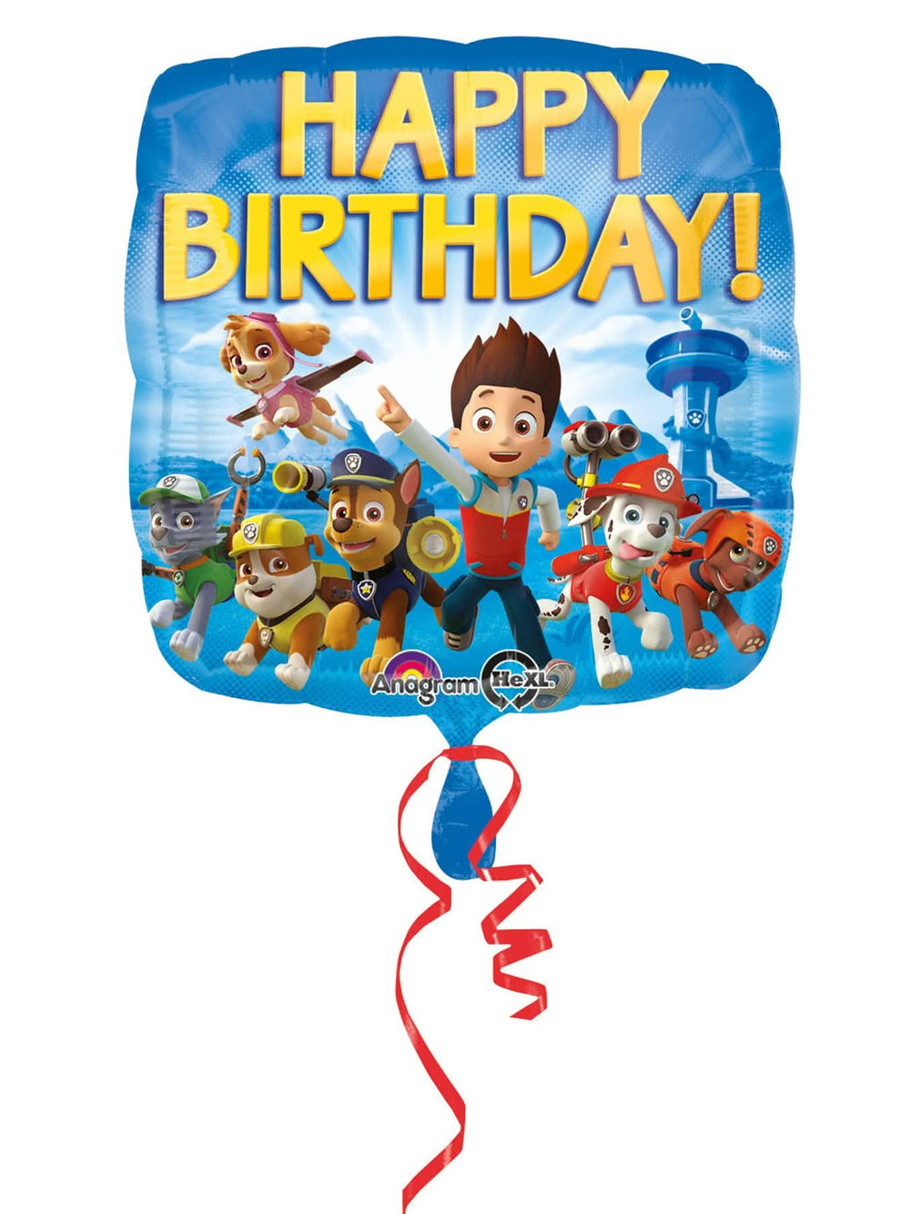 Balão de alumínio Happy Birthday Patrulha Pata para criança azul