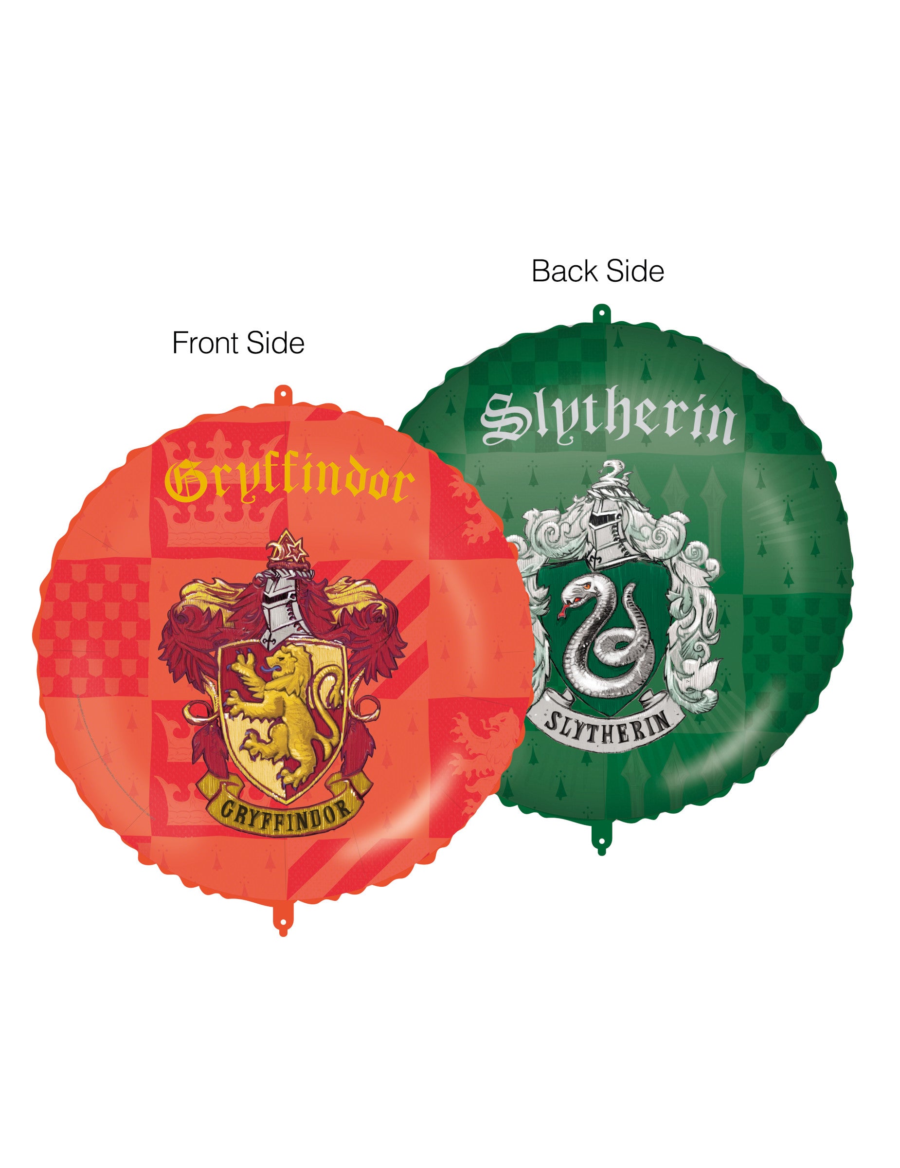 Ballon aluminium Harry Potter pour fête rouge et vert blasons Gryffondor et Serpentard