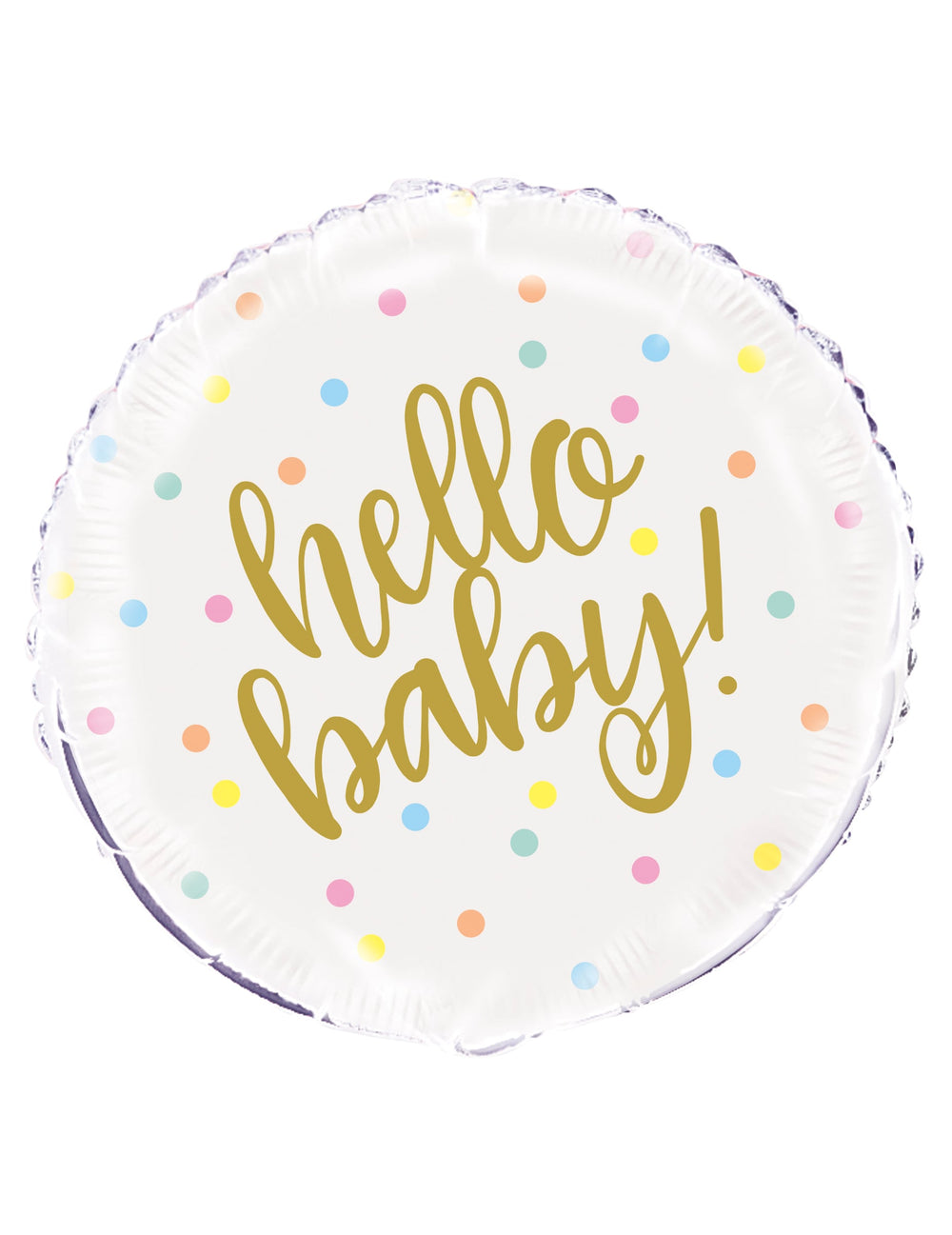 Ballon aluminium hello baby pour baby shower blanc et or