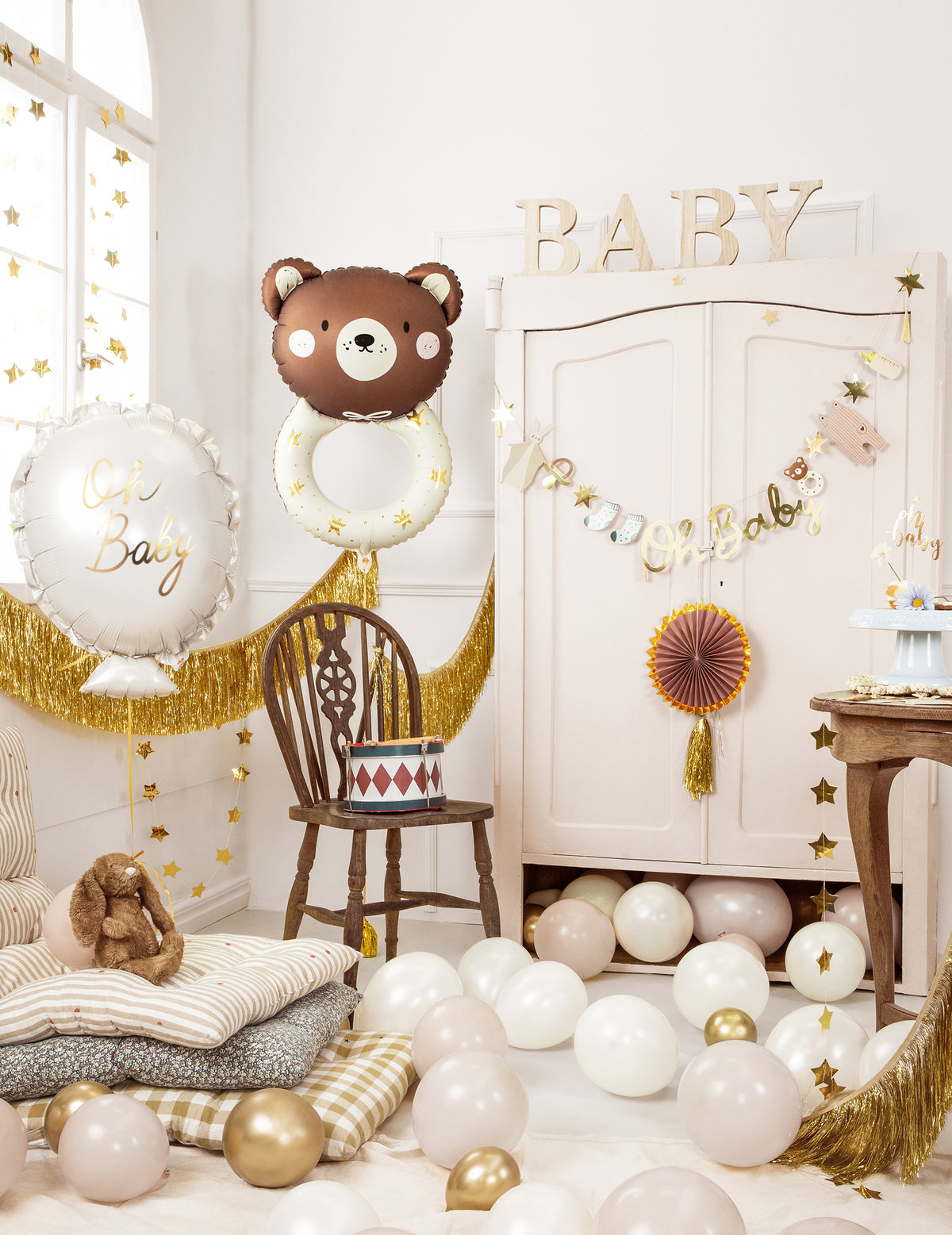 Balão de alumínio chocalho com ursinho de peluche 61 x 88 cm	