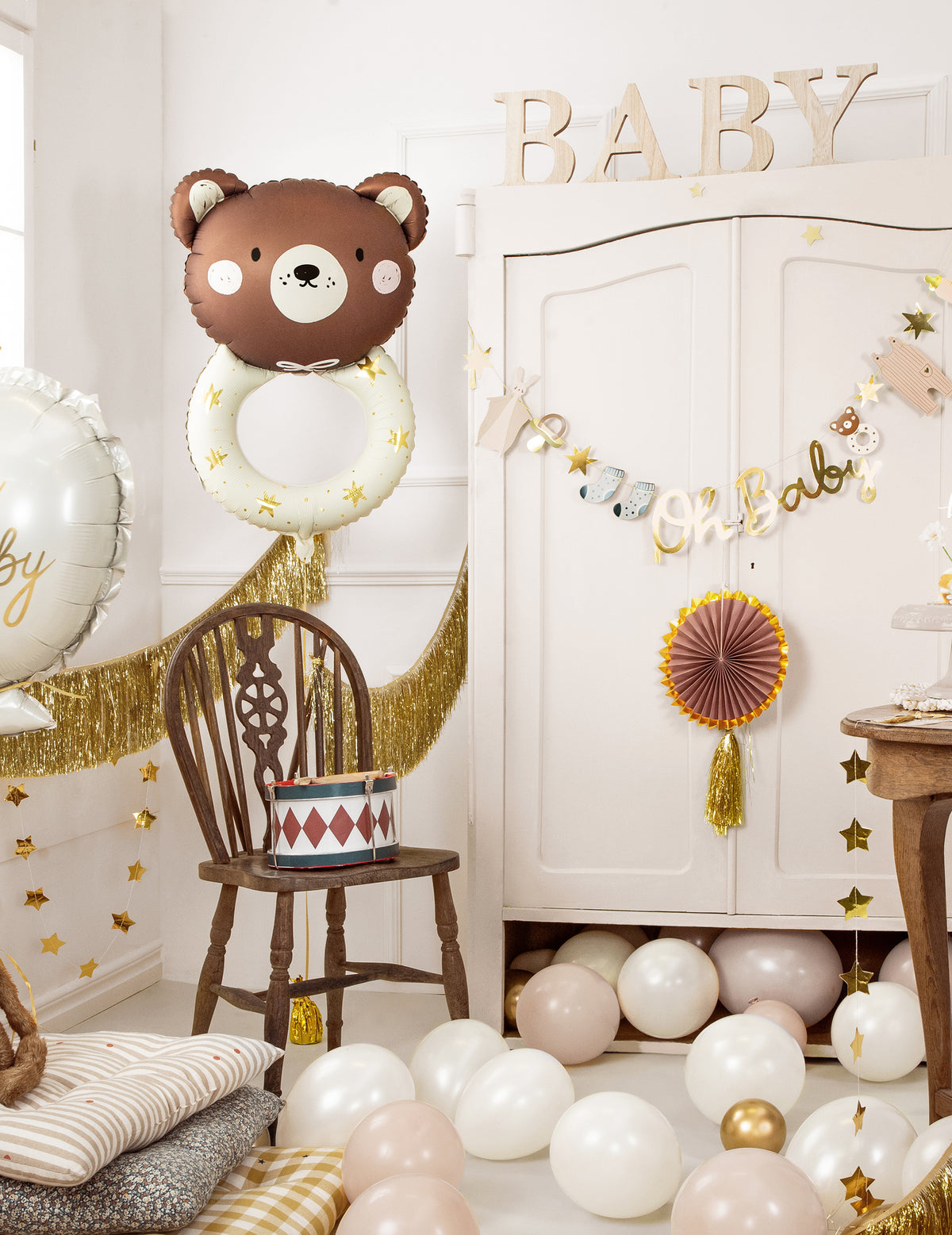 Balão de alumínio chocalho com ursinho de peluche 61 x 88 cm	