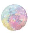Ballon aluminium Happy Birthday pour anniversaire iridescent rond