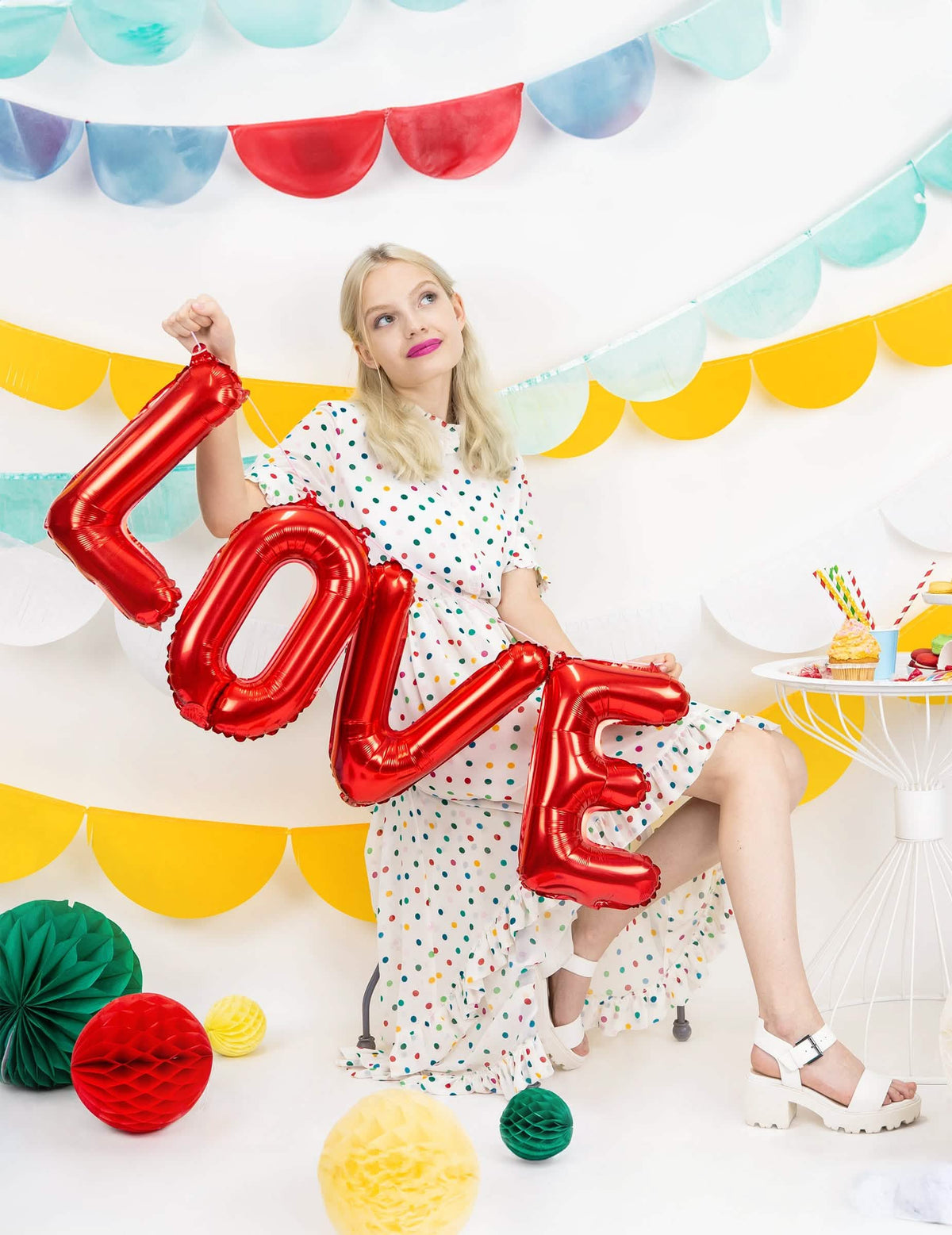 Balão de alumínio letras LOVE para casamento vermelho