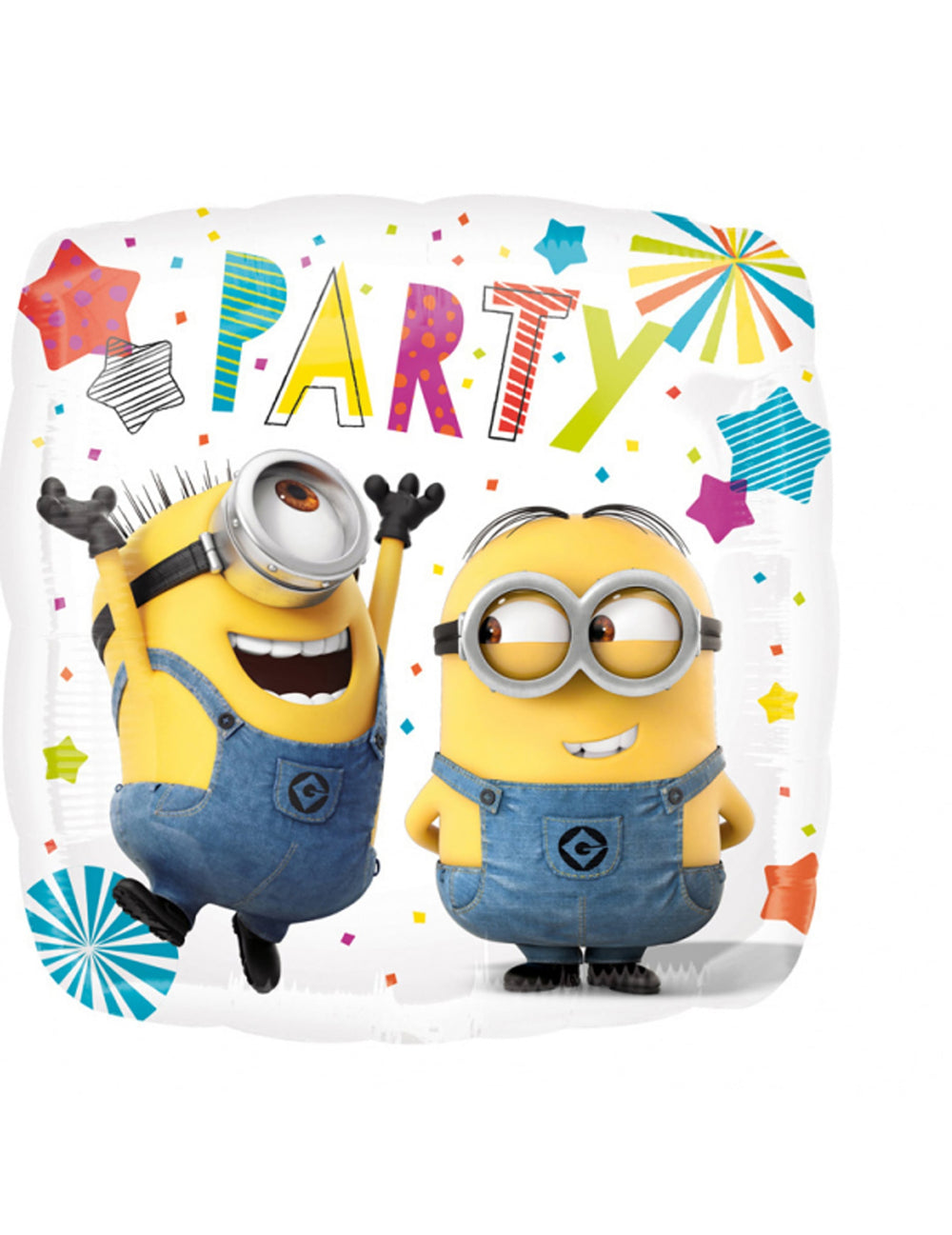 Ballon aluminium Minions Party pour enfant jaune et bleu avec confettis