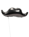 Petit ballon en aluminium Moustache noir sur tige
