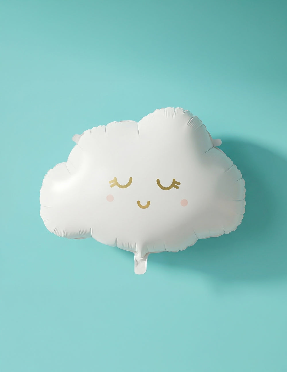 Ballon aluminium nuage souriant blanc et doré aux joues roses