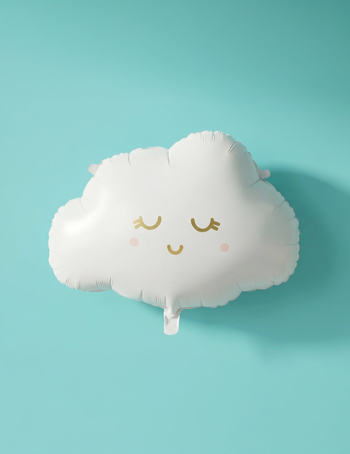 Ballon aluminium nuage souriant blanc et doré aux joues roses