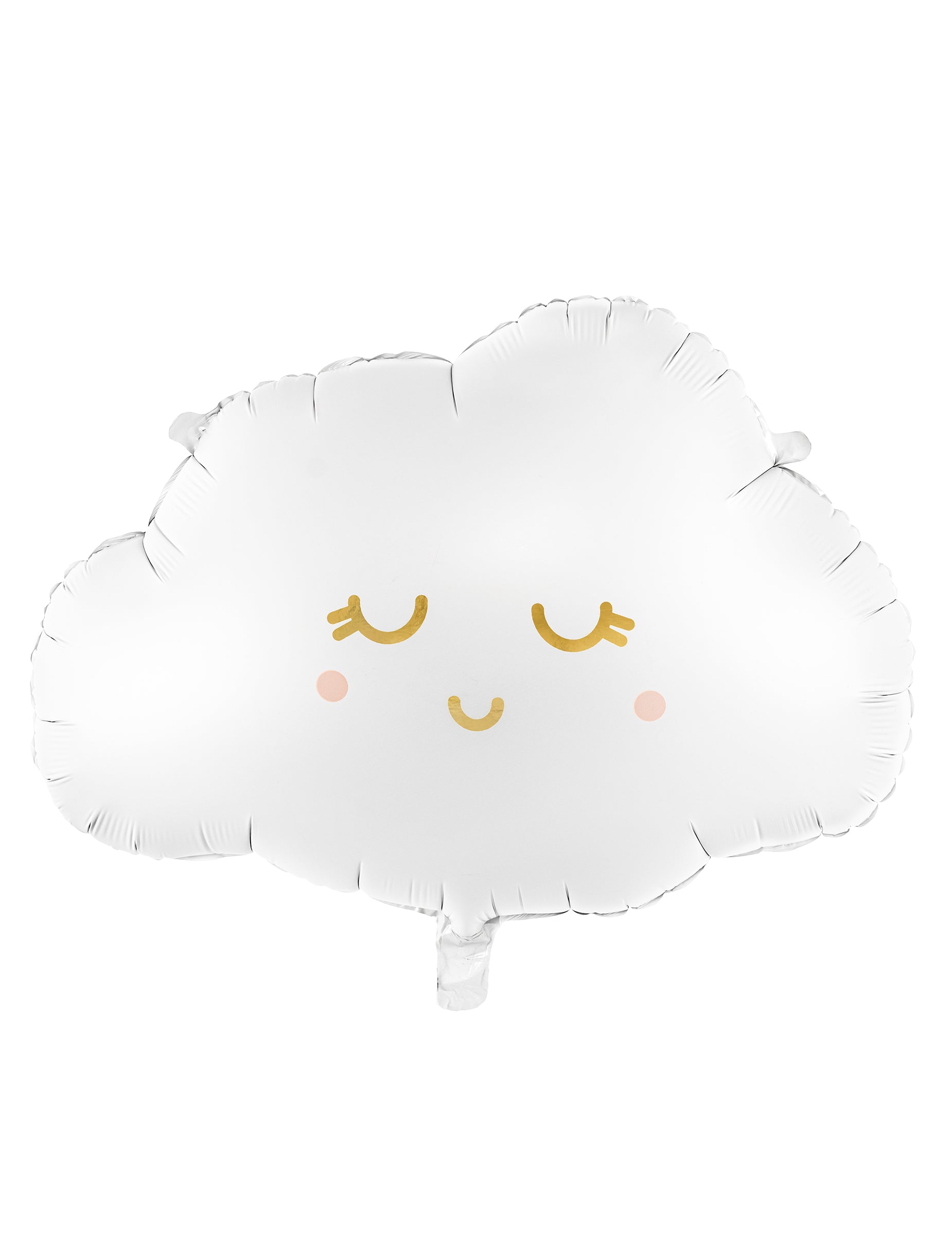 Ballon aluminium nuage souriant blanc et doré aux joues roses