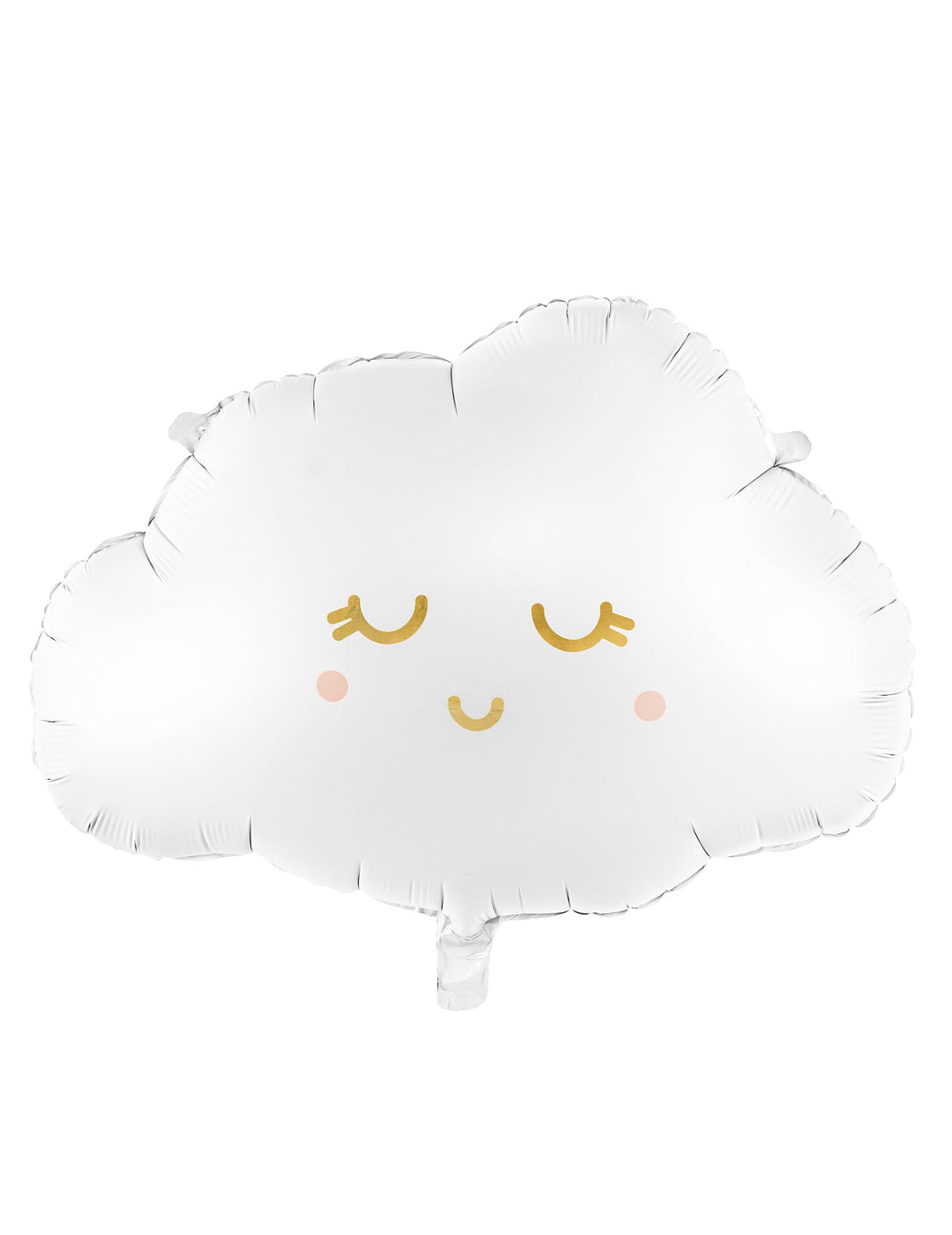 Ballon aluminium nuage souriant blanc et doré aux joues roses