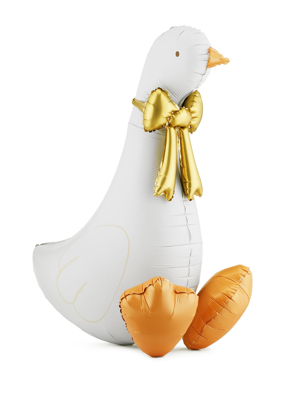 Ballon aluminium Oie blanc avec nœud papillon doré et pattes orange
