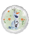 Balão de alumínio Olaf Frozen para criança branco e verde com motivos de flores