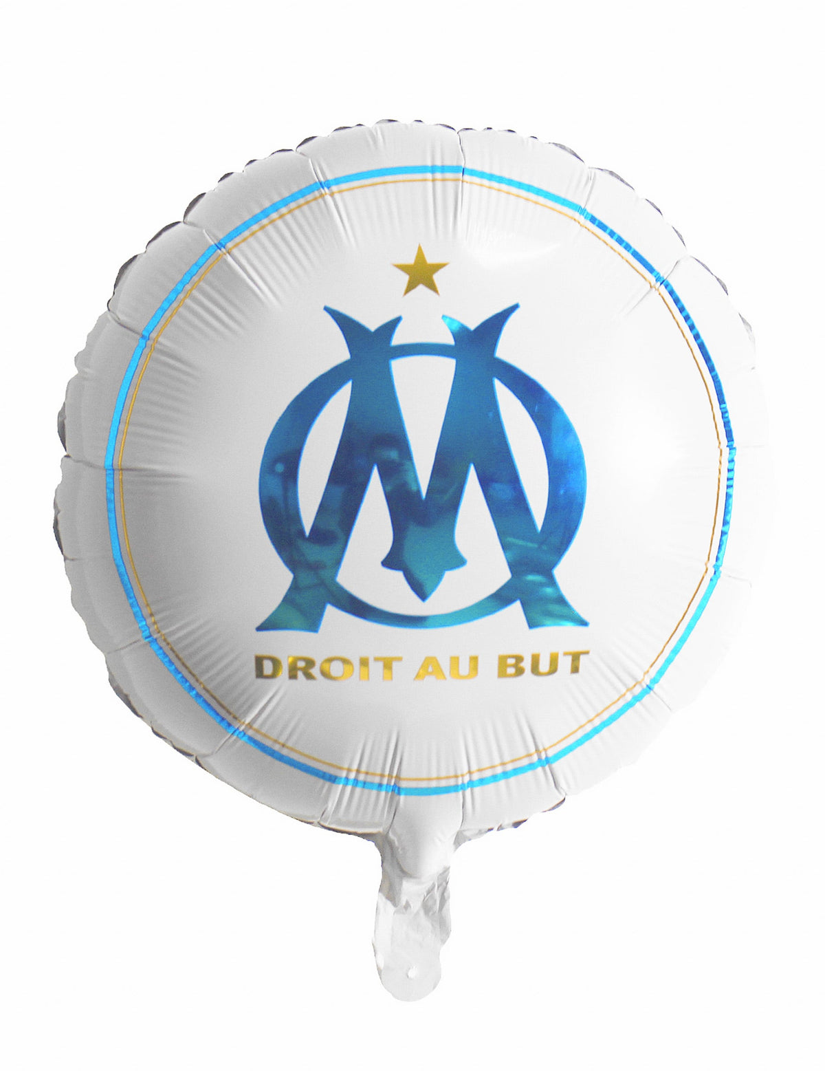 Ballon aluminium OM pour supporter blanc et bleu