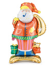 Ballon aluminium Père Noël rouge et doré avec hotte et cadeaux