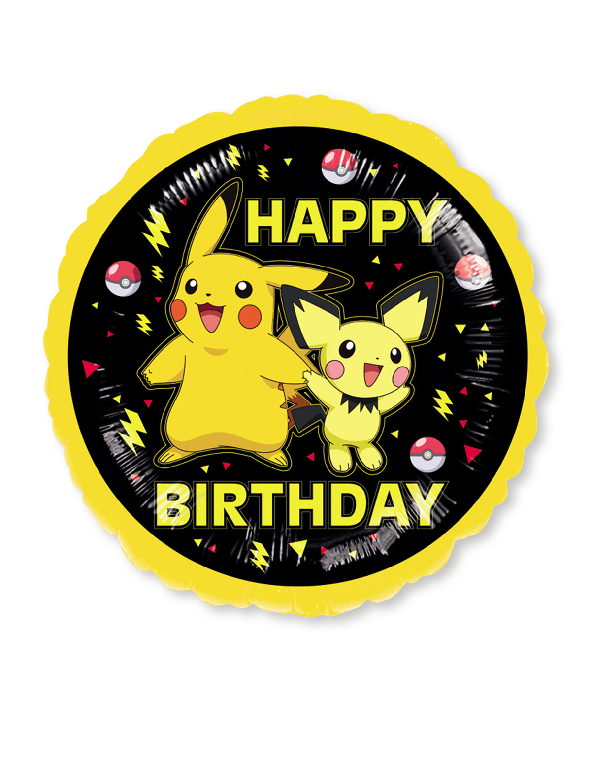 Ballon aluminium Pokémon pour enfant jaune et noir avec Pikachu et Pichu