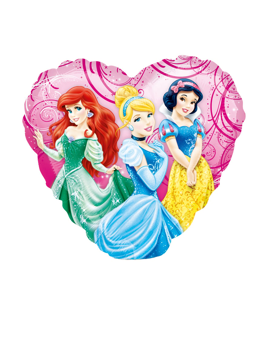 Ballon aluminium princesses Disney pour enfant rose en forme de coeur