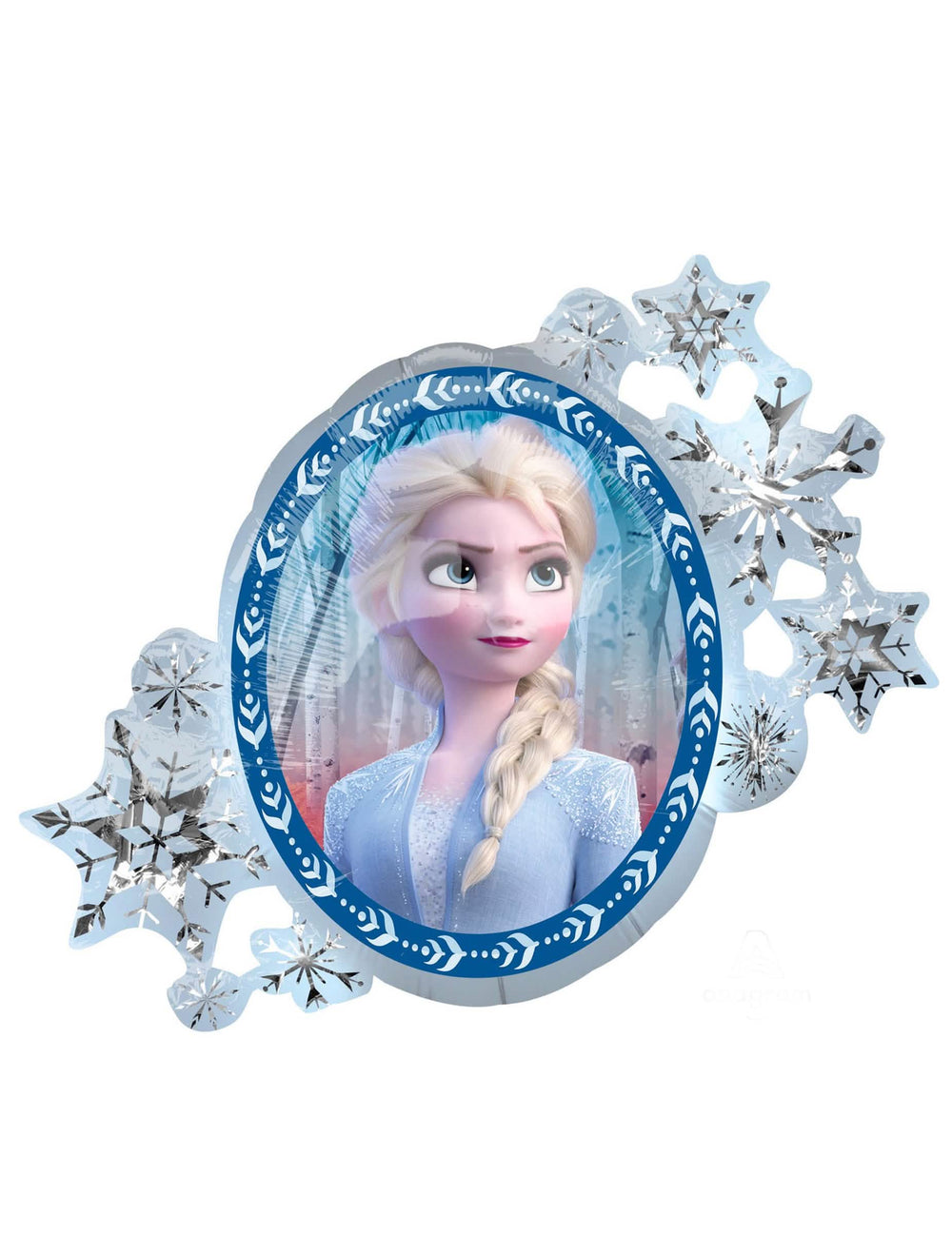 Balão de alumínio Elsa Frozen 2 azul e prateado frente e verso