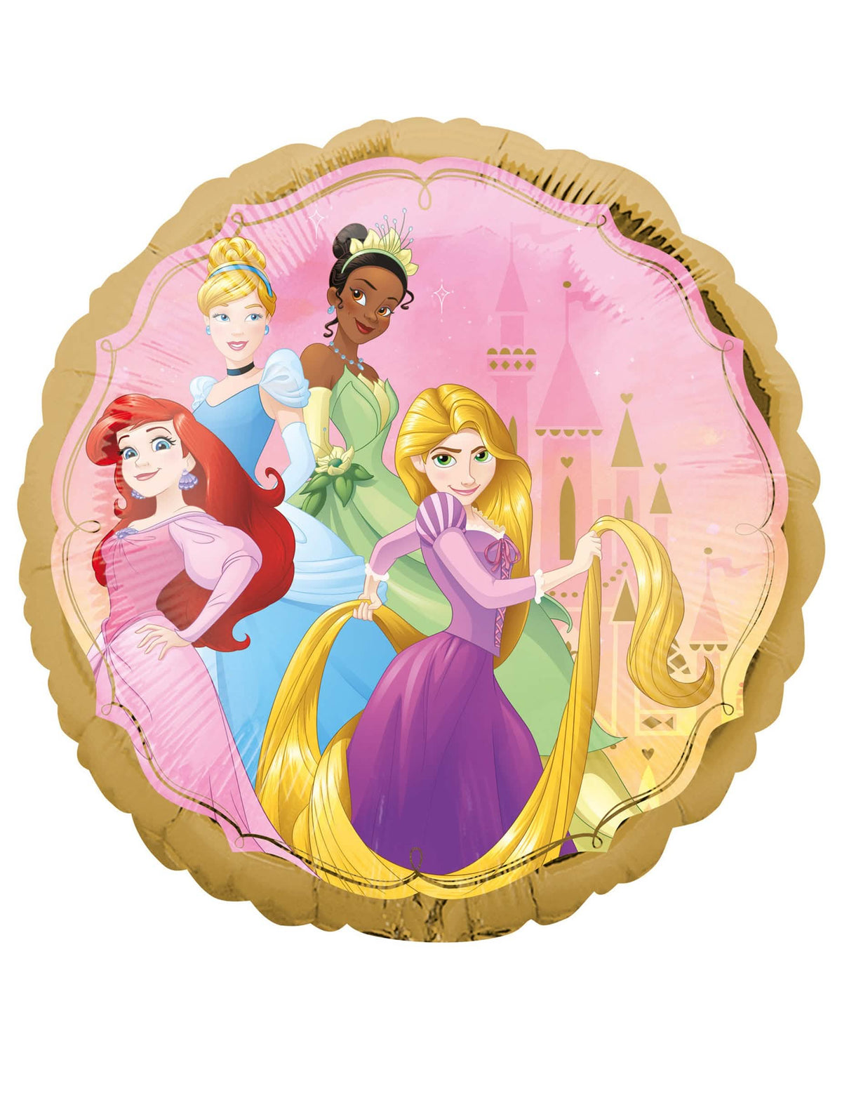 Outra face do balão de alumínio frente e verso princesas Disney para criança