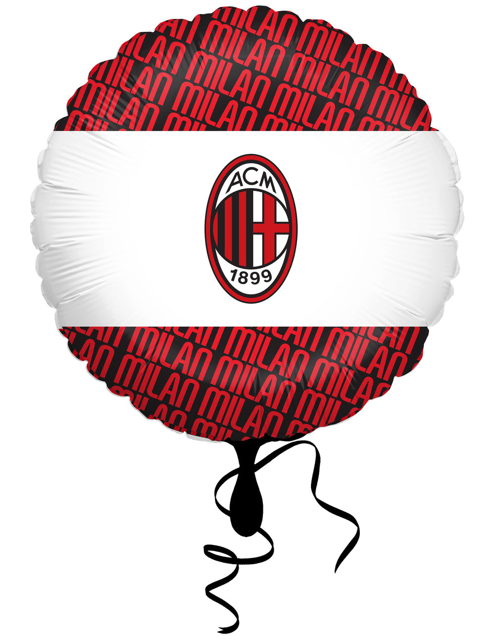 Ballon aluminium rond AC Milan rouge noir et blanc