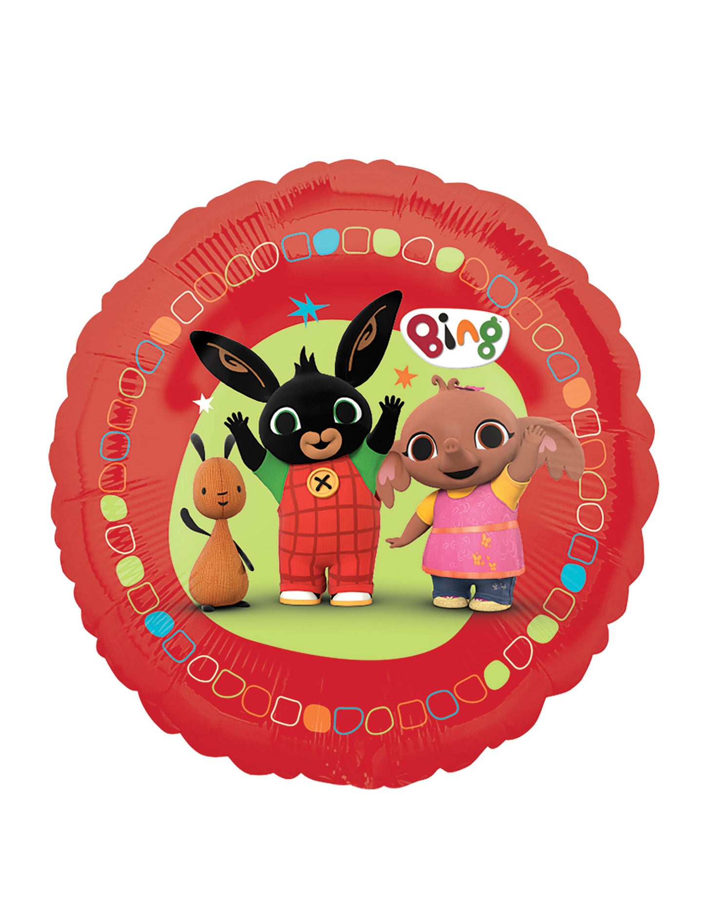 Ballon aluminium rond Bing pour enfant rouge avec personnages