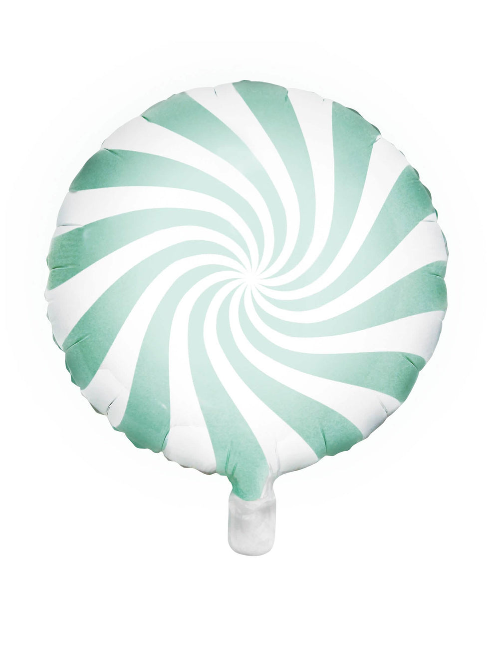 Balão de alumínio chupeta para festa menta e branco às espirais