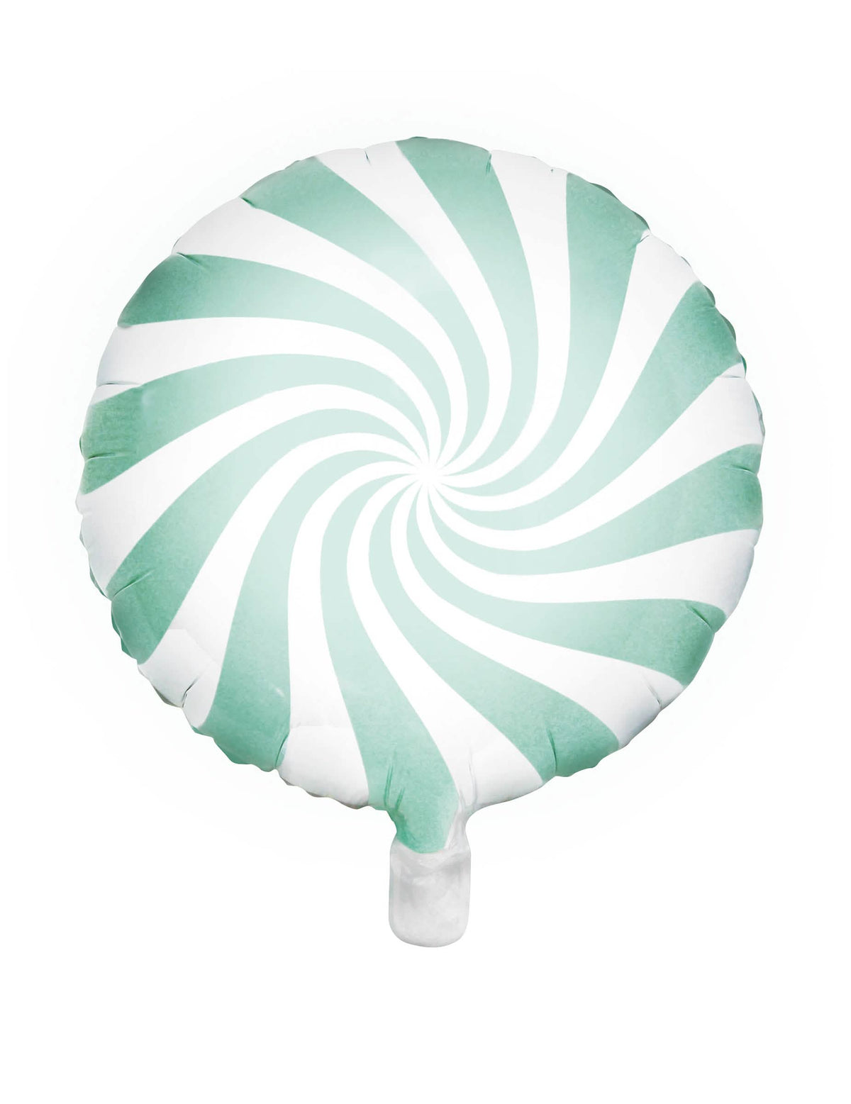 Balão de alumínio chupeta para festa menta e branco às espirais