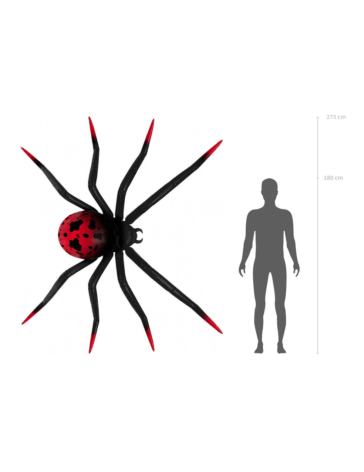 Balão de alumínio com suporte Aranha XXL preto e vermelho 275 x 152 cm