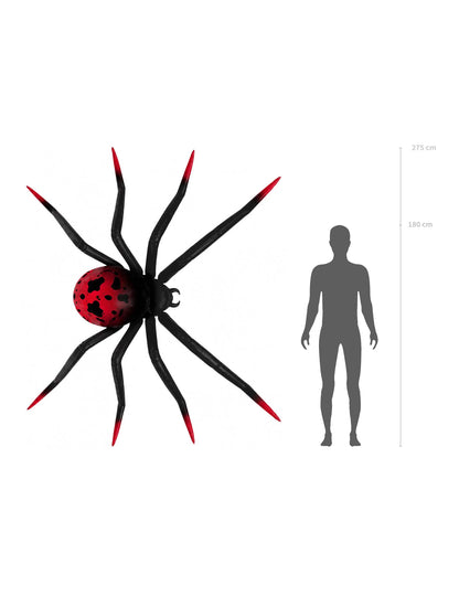 Balão de alumínio com suporte Aranha XXL preto e vermelho 275 x 152 cm