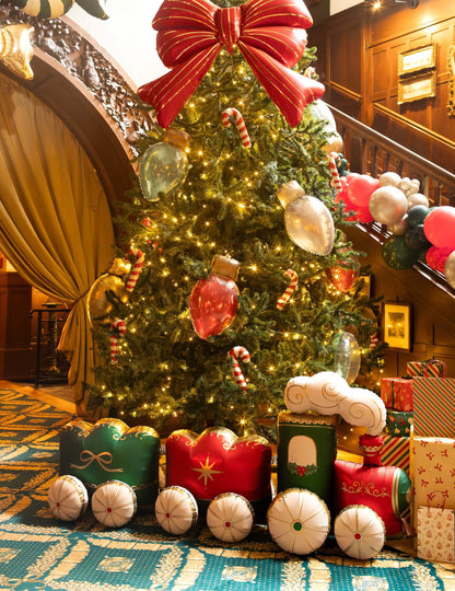 Balão de alumínio Comboio de Natal XXL verde e vermelho 221 x 96 cm