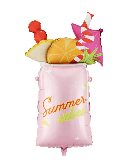 Balão de alumínio em forma de copo de cocktail rosa 47 x 79 cm