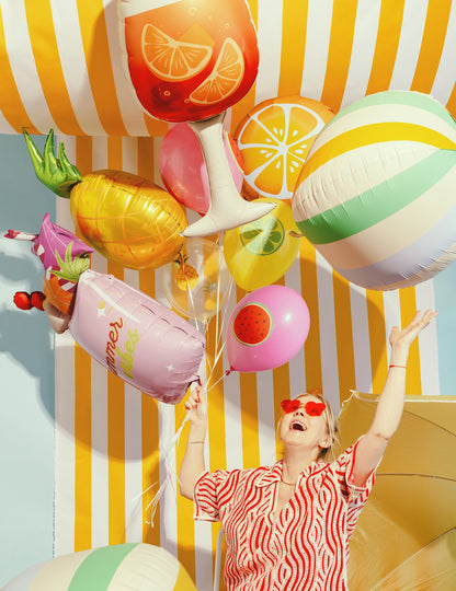 Balão de alumínio em forma de copo de cocktail rosa 47 x 79 cm