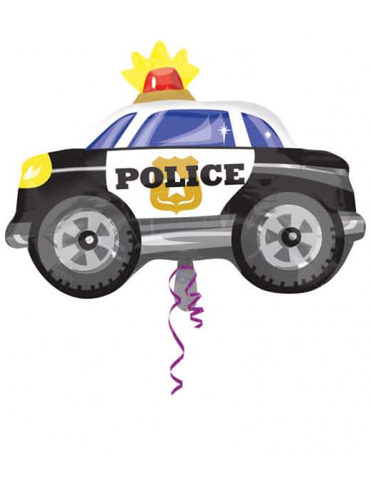Balão de alumínio carro de polícia para aniversário black and white com giroflex