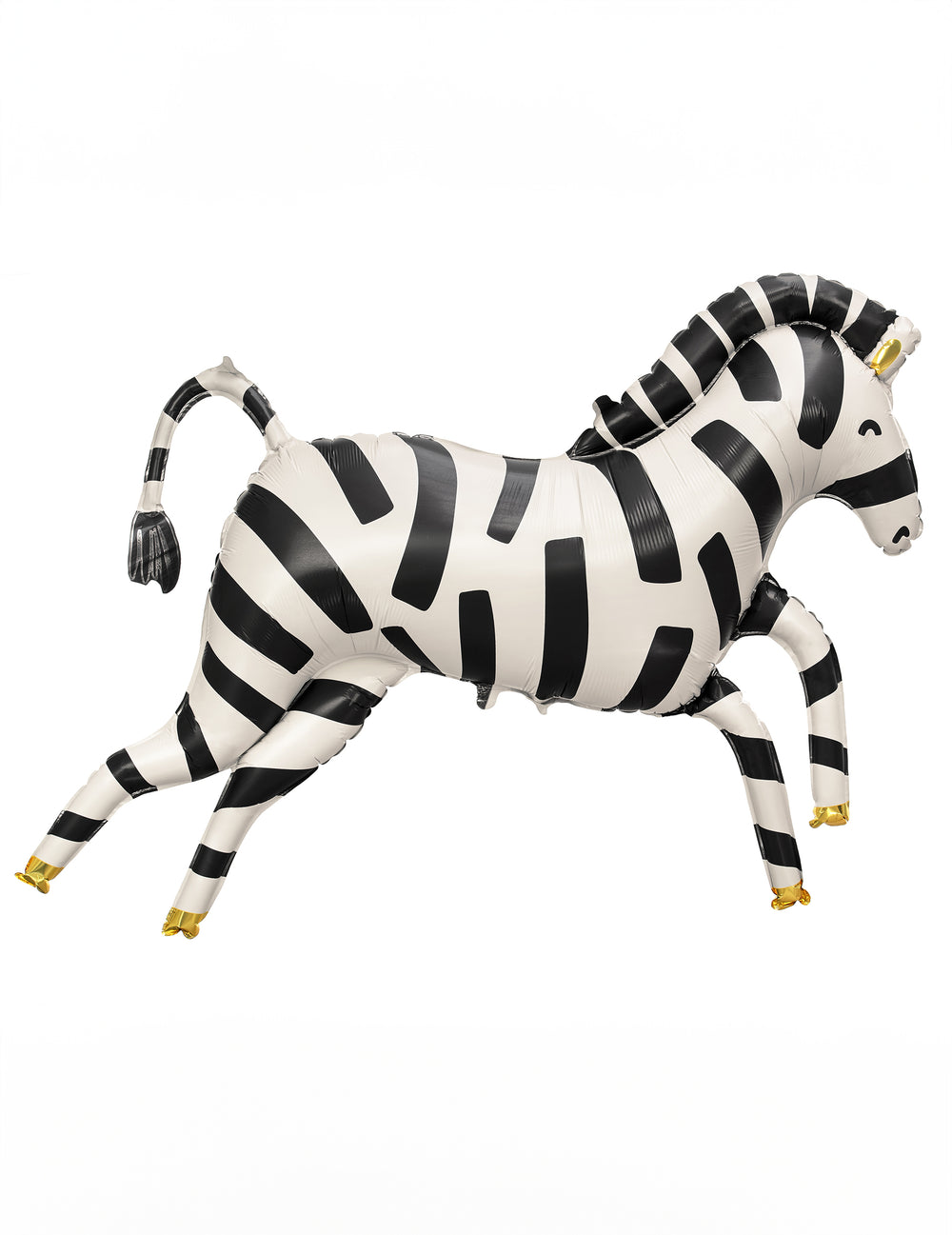 Ballon aluminium zèbre pour fête noir et blanc avec détails dorés