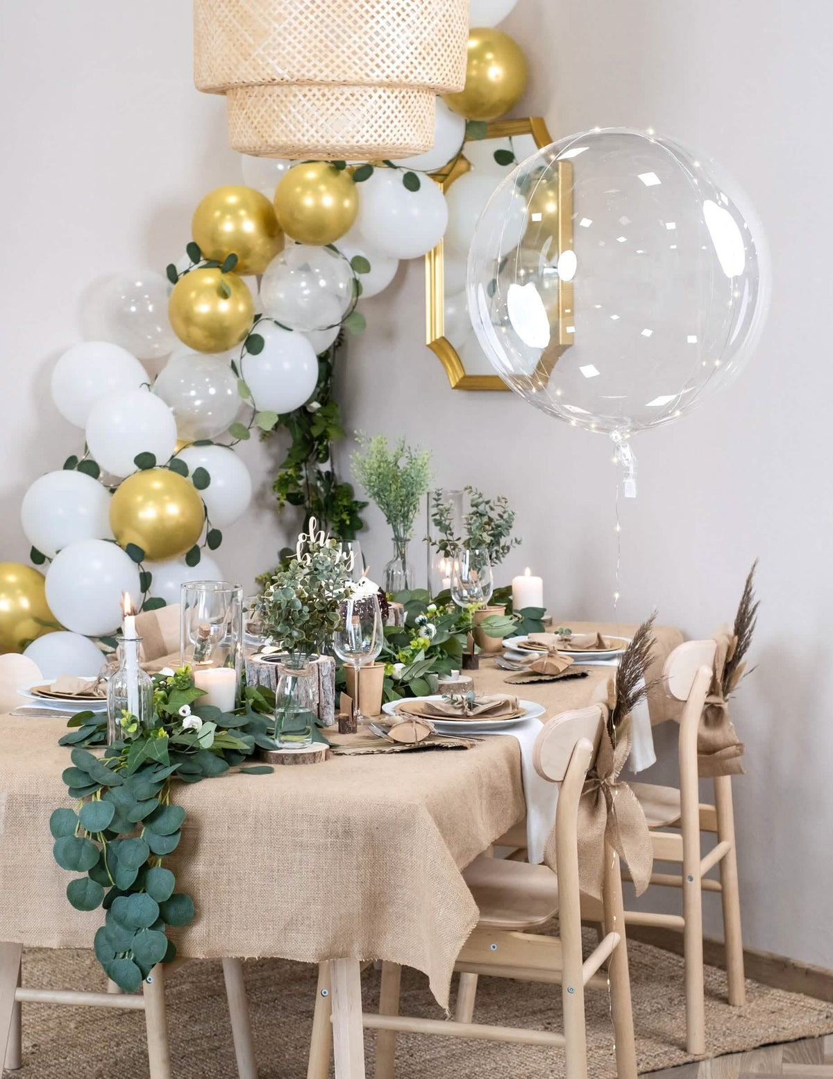 Colocação em situação do balão bolha cristal transparente para festa com LED brancas