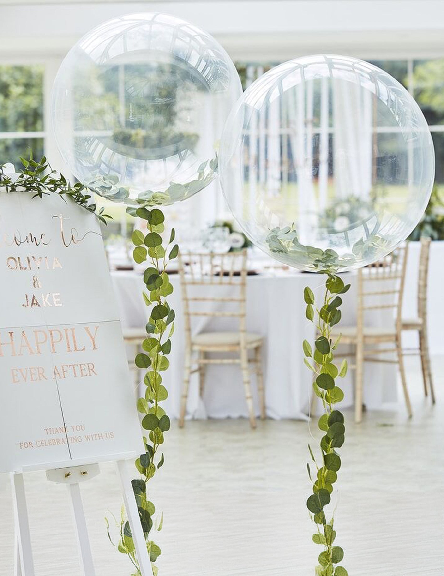 Mise en situation décorative du ballon bulle mariage nature